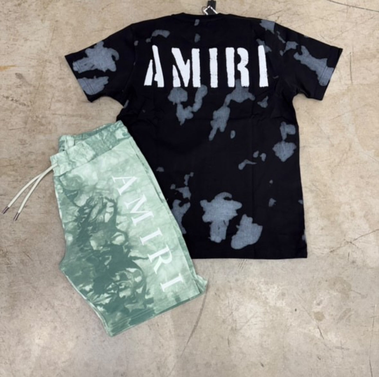 Amiri - Amiri Mineral Green Sweat Shorts - Amiri Shirt - Set